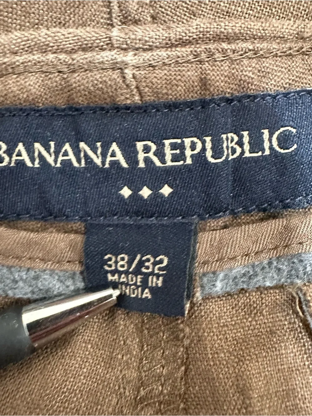 Banana Republic Men's Brown 100% Linen Pants Trousers Size 38x32 Made in India
